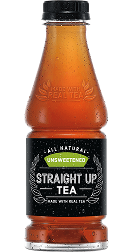 Bottle of Unsweetened Straight Up Tea made with real tea